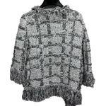 Bruno Manetti Italian Made Cardigan Black & White Fringe Open Front Boho Small Photo 4