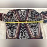 Bisou Bisou  Michele Bohbot Women’s Blouse Flared Sleeves Sz S Retro Pattern Top Photo 7