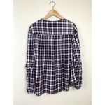 Max Studio  Plaid Ruffle Sleeve Top Button Photo 5
