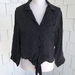 Sage the Label Women's Black/White Micro Dot La Bamba Button/Tie Front Top sz L Photo 5