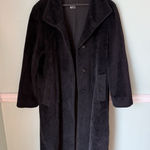 Vtg Cinzia Rocca Baby Llama Wool Long Coat Black Cupro Lined Italy 6 academia Photo 0