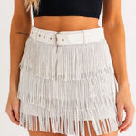 Rhinestone White Fringe Mini Skirt The Nashville Ladies Size Small Sparkle Photo 0