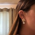 Diamond Flower Stud Earrings Gold Photo 1