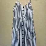 Angashion blue white stripe dress sz M nautical preppy teacher casual buttons Photo 0