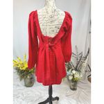 Free People Put A Rose On It Mini Dress Tie Button Back Red M Photo 11