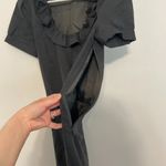 J.Crew Phoebe Ruffle Dress Solid Dark Gray Charcoal WOOL Blend Short Sleeve 2 Photo 8