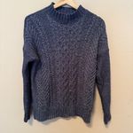 Banana Republic Heathered Navy Mock Turtle Cable Knit Sweater Women Medium Photo 0