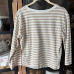H&M  long sleeve tee beige striped cotton jersey top cropped crewneck neutral Photo 6
