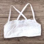 Free People  Women’s S Eyelet Lace‎ Bow Back Crop Top Ivory White Coquette Girlie Photo 1