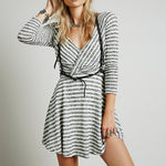 Free People NWT Maverick Black and White Striped V-Neck Dress Photo 0
