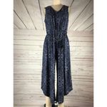 Style & Co  Blue Floral Cropped Jumpsuit Size medium Photo 4