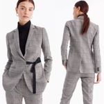 J.Crew  New Lady Glen Plaid Front Tie Blazer Jacket Gray Red Size 0 Photo 1