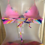 Victoria's Secret 2 Piece Bikini Bright Rainbow Chevron Stripes Halter Top M Photo 9