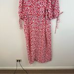 Showpo. Red and White Ditsy Floral Red Dress Midi Slitted Dress Size 16 Photo 7
