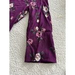 Fun2Fun  Plum Floral Maley Pleated V-Neck 3/4 Sleeve Blouse Size XS Photo 3
