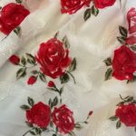 Francesca’s Blue Rain White Red Rose Floral Dress Puff Sleeve Size S NWT Photo 9