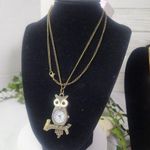 Vintage Bronze Owl Watch Pendant Necklace Gold Photo 0
