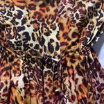 LITA by Ciera womens small cheetah swirl silk shirt dress cute lux mini open sle Black Photo 10