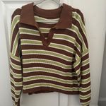 Green And Brown Striped Sweater Size M Photo 0