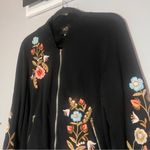 W5  Anthropologie Full Zip Sweatshirt Black Floral Embroidered Beaded Size Small Photo 1