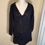 Free People  - Alpaca/Wool Sequin Sweater in Deep Navy & Black Size Small Photo 1