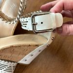 Marc Fisher NWOT Size 7 White Silver Studded Sandal, leather, heel is 3in. Photo 2