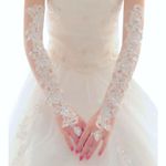 White Exquisite Lace Bridal Gloves Photo 0