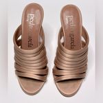 Pedro Garcia Women's Satin Dusty Rose Pink Multi Band Mules Sandals Size 37 Tan Photo 0