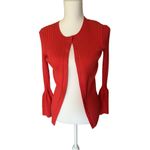 CAbi  Womens XS Red Ribbed Knit Bell Sleeve Cardigan Button Front Photo 0