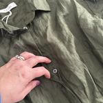 Frame Smocked Shirt Dress in Fatigue Green Puff Sleeve Shirtdress Size L Photo 3