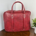 Vintage Red Three Star Travel Carry On Luggage Overnight Bag Large Tote Diaper Photo 3