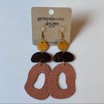 Boutique Genesis: One Designs Suede Leather Layered Dangle Earrings Pink Gold Photo 2