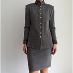 St. John Skirt Jacket Suit 4 and 6 Brown Textured Knit Career Elegant Military Photo 3