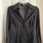 EXPRESS Black White Polka Dot Collar Dress Shirt Photo 0