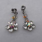 Unique Vintage  Art Deco Aurora Crystals Silver Tone Victorian Post Earrings Photo 0