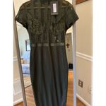 Pretty Little Thing  Khaki High Neck Lace Lined Sheer Mesh Midi Dress Size 10 Photo 3