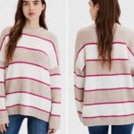 American Eagle  Sweater Women’s Small Cream and White Waffle Knit Striped Photo 3