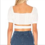 For Love & Lemons Charlotte Eyelet Wrap Tie Crop Top in White Photo 8