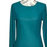 Kaileigh SMALL Teal Sheer Arm Long Sleeve Round Neck Tee Top - Stitch Fix Photo 0