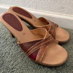 Fioni Women’s  Brown sandal heels size 10 leather shoes slip on Photo 0
