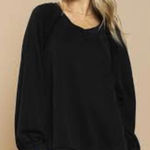 POL  Back Cross Strap Oversized Balloon Sleeve Sweatshirt in Black - Size - Small Photo 0