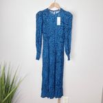 Reformation NWT  Allegra Midi Dress Size‎ 4 Vixen Blue Animal Print Long Sleeve Photo 3