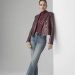 White House | Black Market WHBM Jacket NWT Faux Leather Double Breasted Windsor Wine Chic Glam Vegan Crop M Photo 11