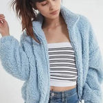 Urban Outfitters  Women's Size Medium Blue Casual Winter Sherpa Full‎ Zip Jacket Photo 0