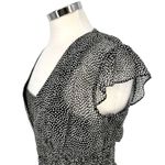 Ann Taylor  Black  White Polka Dot Silk Blend Smocked Peplum Top Size 6 Photo 3