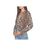 Joie new  𒀭 aso TV Tariana Long Sleeve Silk Leopard Print Top 𒀭 Light Taupe 𒀭 L Photo 3