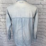 Old Navy button down washed denim top white/blue women sz S Photo 9