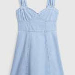 Gap  Sweetheart Blue Denim Mini Dress Women’s Medium Photo 0