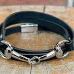 Snaffle Bit Wrap Bracelet with Black Genuine Leather Photo 1