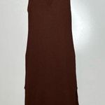 Anthropologie Daily Practice by  Brown Slim V-Neck Ribbed Dress Size Medium Photo 0